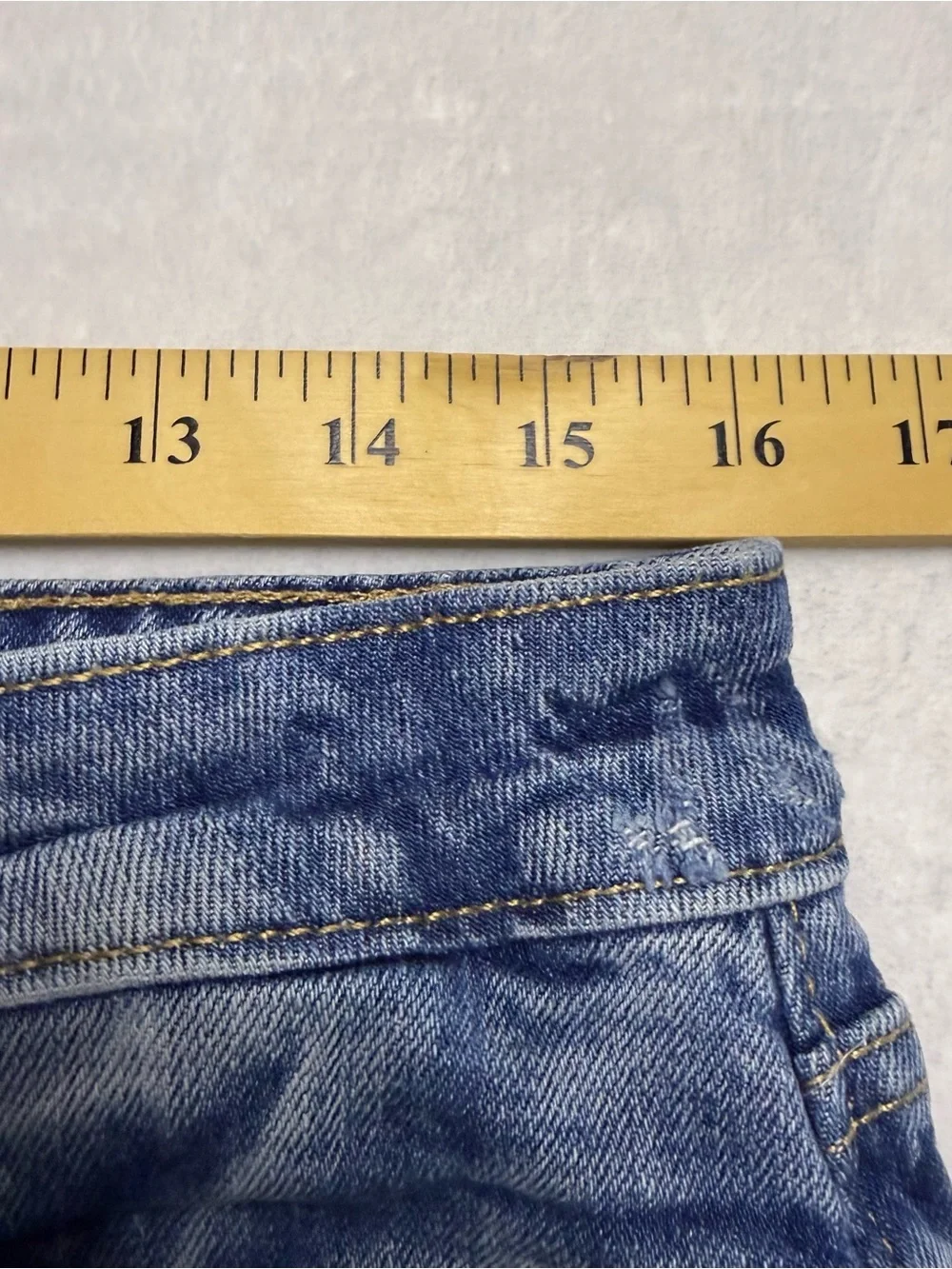 Old Navy Medium Blue Distressed Rolled-Hem Jean Shorts